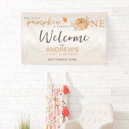 Willkommen Little Pumpkin Fall Erster Geburtstag Banner