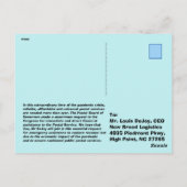 Willkommen Louis DeJoy beim USPS#108 Postkarte (Rückseite)