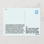 Willkommen Louis DeJoy zu den USPS. Postkarte (Rückseite)