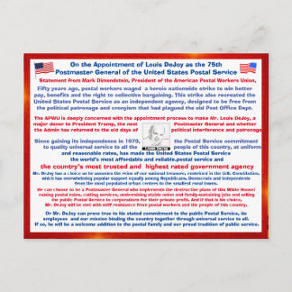 Willkommen Louis DeJoy zu den USPS. Postkarte
