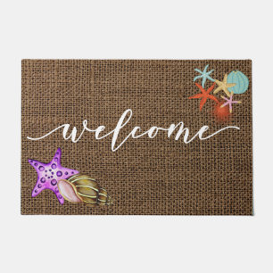 Willkommen Mat Beach House Burlap Starfish Muschel Fußmatte