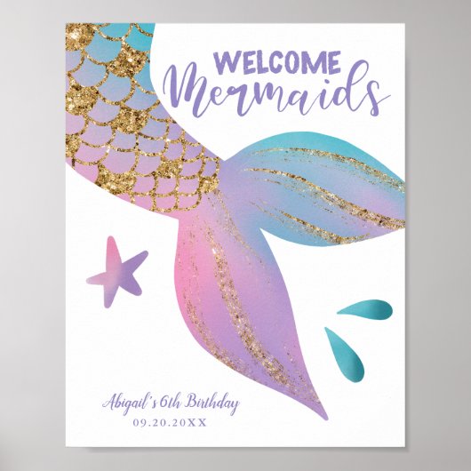 Willkommen Mermaids Magical Birthday Party-Zeichen Poster (Vorne)