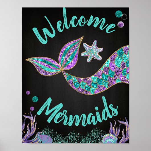 Willkommen Mermaids, Mermaid Geburtstagszeichen, W Poster (Vorne)