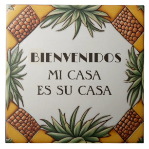 Willkommen Mi Casa Es Su Casa Aloe Vera Pflanze Fliese