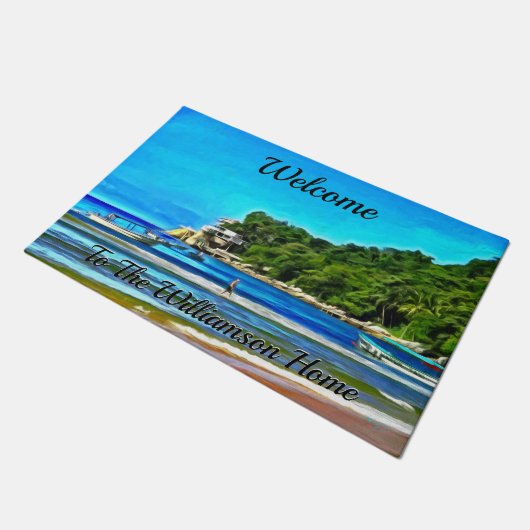 Willkommen Mismaloya Fischerboote 0346 Fußmatte (Schrägansicht)