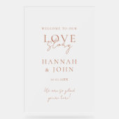 Willkommen! Modern, kalligrafisch, Hochzeit Acrylschild (Vorderseite)