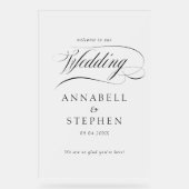 Willkommen! Modern, kalligrafisch, Hochzeit Acrylschild (Vorderseite)