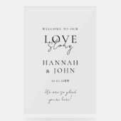 Willkommen! Modern, kalligrafisch, Hochzeit Acrylschild (Vorderseite)