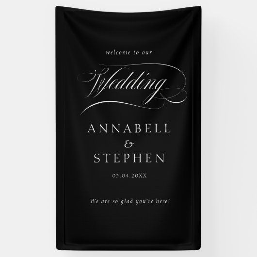 Willkommen! Modern, kalligrafisch, Hochzeit Banner (Vertikal)