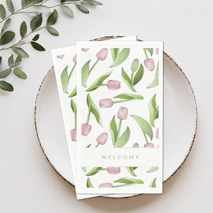 Willkommen Moderne rosa Tulpen-Blumen Serviette