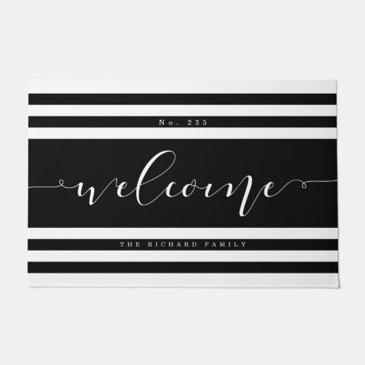 Willkommen Moderne Striphouse-Nummer & Familiennam Fußmatte (Vorderseite)