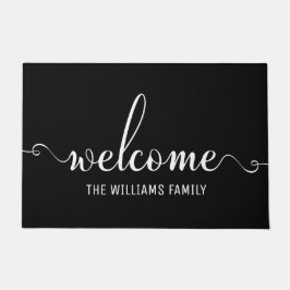 Willkommen Moderne Typografie weiß und schwarz Fußmatte
