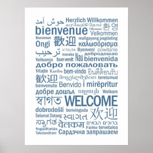 Willkommen Multilingual blass Poster