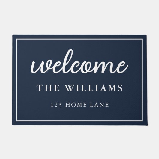 Willkommen Name der blauen Navy-Familie Personalis Fußmatte (Vorderseite)
