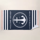 Willkommen Name des Schiffes an Bord - Personalisi Strandtuch (Vorderseite)