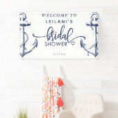 Willkommen Nautic Anchor Brautparty White Banner (Insitu)
