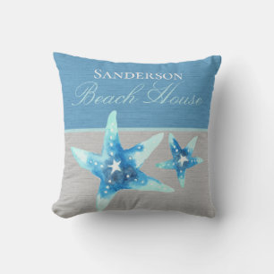 Willkommen Nautic Aquamarin Blue Crab Wasserfarbba Kissen