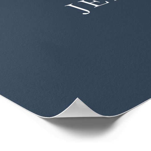 willkommen | Navy Blue Calligraphy Simple Wedding Poster (Ecke)