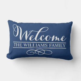 Willkommen Navy Blue Nachname Lendenkissen