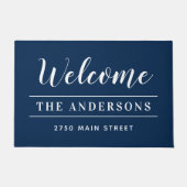 Willkommen Navy Personalisierter Name Fußmatte (Vorderseite)