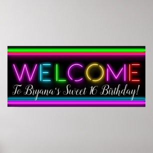 Willkommen Neon Glow Leuchtende Geburtstagsfeier B Poster