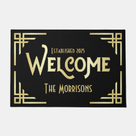 Willkommen Neu verheiratetes Geschenk Art Deco Gol Fußmatte