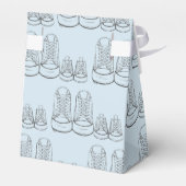 WILLKOMMEN Neue Anreise Baby Schuhe Dusche Blau Geschenkschachtel (Rückseite)