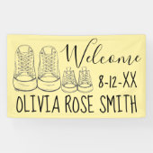 WILLKOMMEN Neue Anreise Kinderschuhe Dusche gelb Banner (Horizontal)