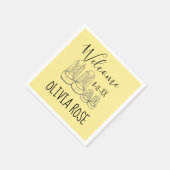 WILLKOMMEN Neue Anreise Kinderschuhe Dusche gelb Serviette (Ecke)