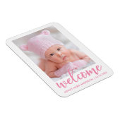 Willkommen Neue Baby Ankündigung Pink Script Magnet (Rechte Seite)