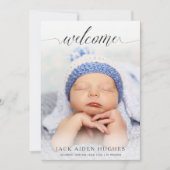 Willkommen Neue Baby Birth Announcement Foto Cards Ankündigung (Vorderseite)