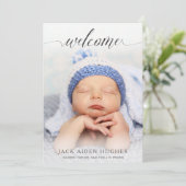 Willkommen Neue Baby Birth Announcement Foto Cards Ankündigung (Stehend Vorderseite)