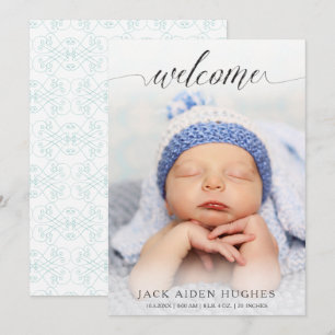 Willkommen Neue Baby Birth Announcement Foto Cards Ankündigung