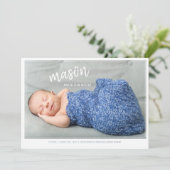 Willkommen Neue Baby Boy Birth Ankündigung (Stehend Vorderseite)