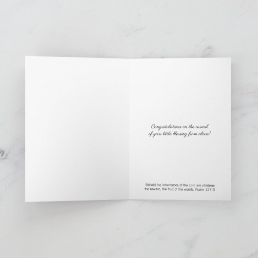 Willkommen Neue Baby Boy oder Mädchen Religiöse ka Karte (Innenseite)