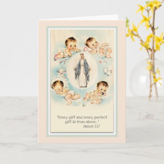 Willkommen Neue Baby Boy oder Mädchen Religiöse ka Karte (Gelbe Blume)