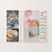 WILLKOMMEN Neue Baby Geburt Custom Foto Collage Fa Puzzle (Horizontal)