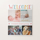 WILLKOMMEN Neue Baby Geburt Custom Foto Collage Fa Puzzle (Vertikal)