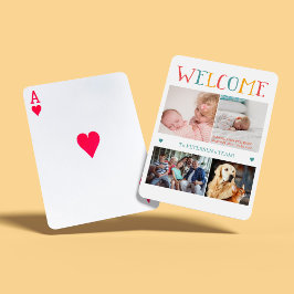 WILLKOMMEN Neue Baby Geburt Custom Foto Collage Fa Spielkarten