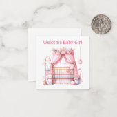 Willkommen Neue Baby Girl Card Mitteilungskarte (Vorderseite/Rückseite Beispiel)