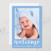 Willkommen Neue Baby Moderne Ankündigung Blue (Vorne/Hinten)