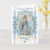 Willkommen Neue Baby Religious Vintag katholisch Karte (Gelbe Blume)