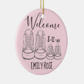 Willkommen Neue Baby Taufe Christening Pink Girl Keramik Ornament (Rechts)