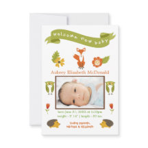 Willkommen Neue Baby Woodland - 3x5 Geburtserkläru