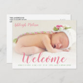 WILLKOMMEN | neue Foto-Karte für die Babyankündigu Postkarte (Vorne/Hinten)