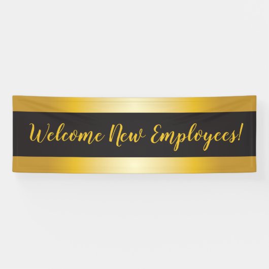 Willkommen neue Mitarbeiter Gold und Black Banner (Horizontal)