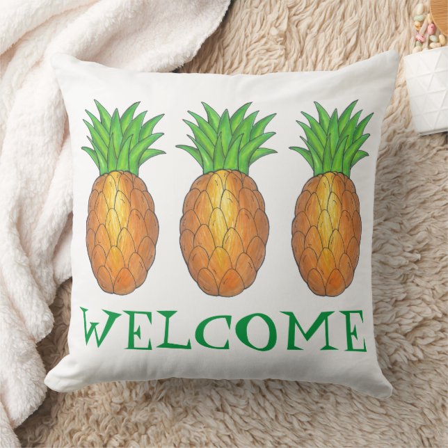 WILLKOMMEN Neue Zuhause Housewärming Ananas Hawaii Kissen (Decke)