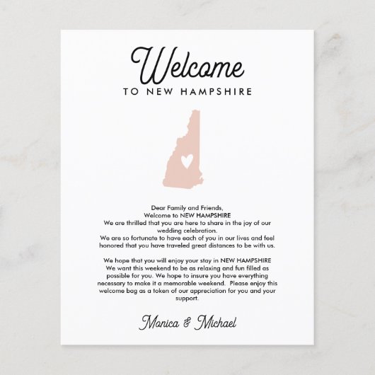 Willkommen NEUER HAMPSHIRE Letter & Itinerary JEDE (Vorderseite)