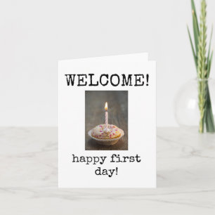 Willkommen neuer Mitarbeiter, erster Arbeitstag Karte