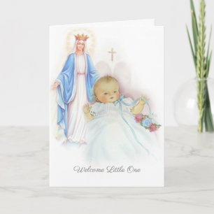 Willkommen neues Baby Mädchen oder Junge religiös  Karte